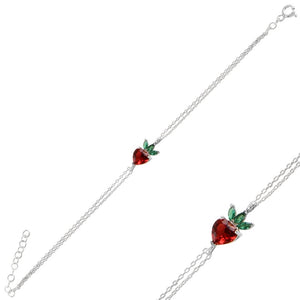 Strawberry CZ Sterling Silver Bracelet