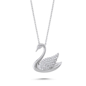 Pave CZ Swan Sterling Silver Necklace