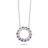 925 Sterling Silver Sunburst Circle Pendant Necklace with Colorful Round CZs & Clear Baguette Stones for Women