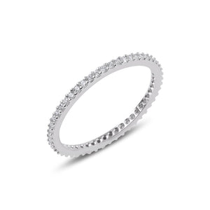 Single Line CZ Eternity Sterling Silver Band Ring