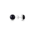 Sterling Silver Round Blue Goldstone Solitaire Stud Earrings – Deep Navy Sparkle for a Magical Everyday Look