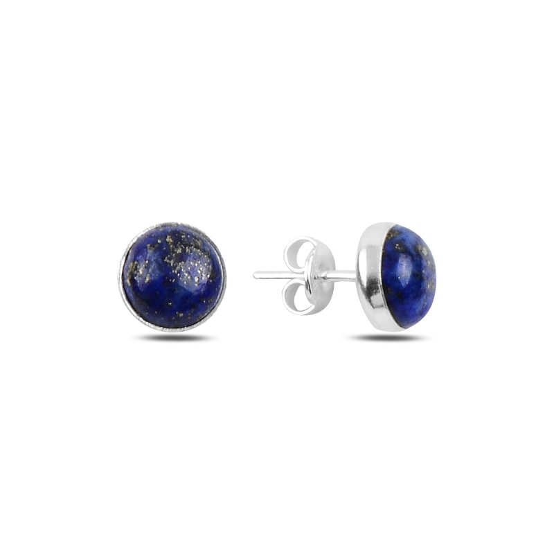 Sterling Silver Round Lapis Lazuli Solitaire Stud Earrings – Bold Royal Blue Gemstone for a Timeless Touch
