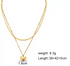 18K Gold Stainless Steel Double Layer Necklace with Heart Pendant & Flat Herringbone Chain – Trendy Layered Look