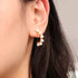 18K Gold Plated C-Shape Pearl Huggie Earrings for Women, Stainless Steel Minimalist Hoop in Gold or Silver Finish