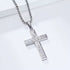 Men’s Hammered Stainless Steel Cross Necklace – Religious Pendant with Box Chain in Silver, Gold, or Black Finish