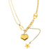 Gold Plated Stainless Steel Double Layer Lariat Necklace with Star, Heart & Symbol Charms – Minimalist Fashion Statement Jewelry