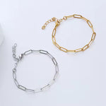 Paperclip Chain Bracelet, Stainless Steel, Gold & Silver Color, Adjustable, Minimalist Everyday Jewelry