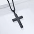 Men’s Hammered Stainless Steel Cross Necklace – Religious Pendant with Box Chain in Silver, Gold, or Black Finish