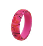 Colorful Silicone Ring for Women – Soft, Lightweight, and Abstract Watercolor-Inspired Swirl Pattern Design
