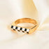Geometric Checkerboard Enamel Ring – 18K Gold Plated Stainless Steel, Black & White Grid, Bold Rectangle Statement