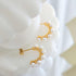 18K Gold Plated C-Shape Pearl Huggie Earrings for Women, Stainless Steel Minimalist Hoop in Gold or Silver Finish