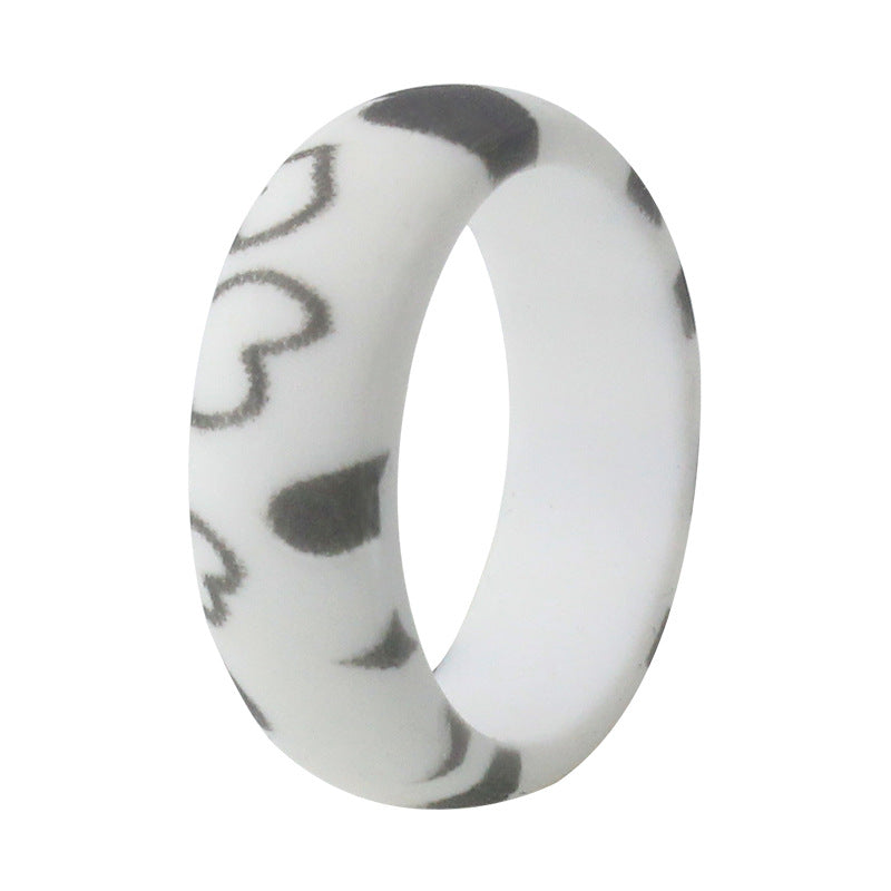 Cute Heart Pattern Silicone Ring – Soft Flexible Band with Embossed Love Design for Everyday Style & Comfy Wear