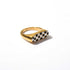 Oval Checkerboard Enamel Ring – 18K Gold Plated Stainless Steel, Black & White Grid Pattern, Bold Statement Style