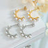 18K Gold Plated C-Shape Pearl Huggie Earrings for Women, Stainless Steel Minimalist Hoop in Gold or Silver Finish