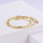 Paperclip Chain Bracelet, Stainless Steel, Gold & Silver Color, Adjustable, Minimalist Everyday Jewelry