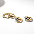 Geometric Checkerboard Enamel Ring – 18K Gold Plated Stainless Steel, Black & White Grid, Bold Rectangle Statement