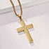 Men’s Hammered Stainless Steel Cross Necklace – Religious Pendant with Box Chain in Silver, Gold, or Black Finish