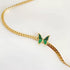 Gold Plated Stainless Steel Green Enamel Butterfly Necklace – Snake Chain Choker for Trendy Layered Looks