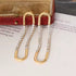 18K Gold Plated U-Shape CZ Drop Stud Earrings for Women, Geometric Stainless Steel Minimalist Dangle Jewelry