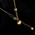 Gold Plated Stainless Steel Double Layer Lariat Necklace with Star, Heart & Symbol Charms – Minimalist Fashion Statement Jewelry