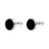 Black Oil Drip Stainless Steel Stud Earrings for Men and Women, Round Minimalist Glossy Enamel Design