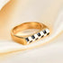 Geometric Checkerboard Enamel Ring – 18K Gold Plated Stainless Steel, Black & White Grid, Bold Rectangle Statement