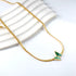 Gold Plated Stainless Steel Green Enamel Butterfly Necklace – Snake Chain Choker for Trendy Layered Looks