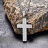 Men’s Hammered Stainless Steel Cross Necklace – Religious Pendant with Box Chain in Silver, Gold, or Black Finish