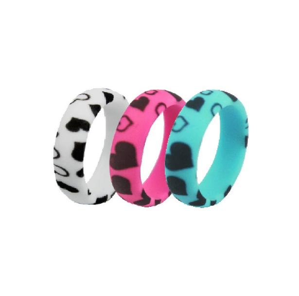 Cute Heart Pattern Silicone Ring – Soft Flexible Band with Embossed Love Design for Everyday Style & Comfy Wear