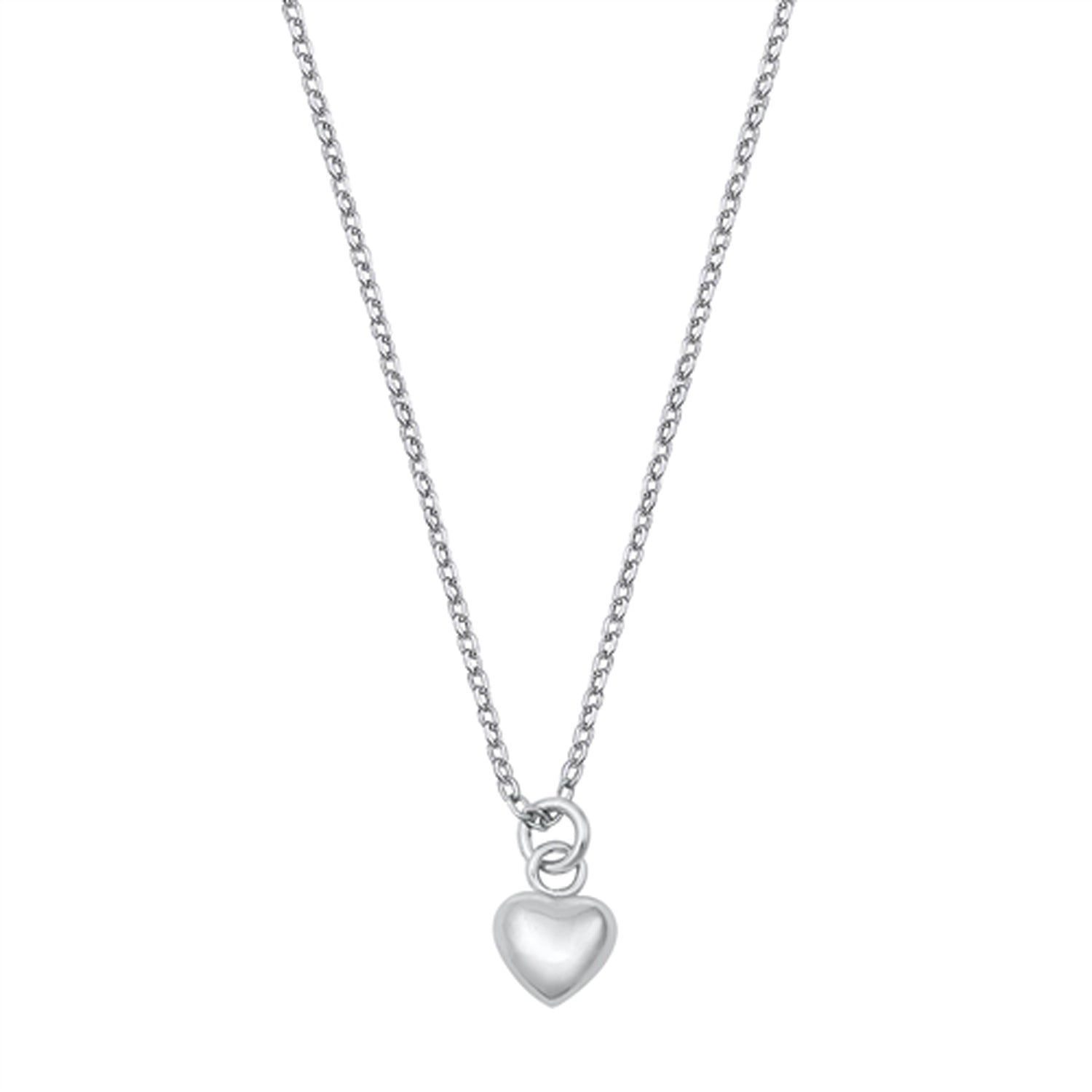 Classic Heart Pendant Sterling Silver Necklace – Minimalist Dainty Jewelry for Everyday Wear and Gift Giving