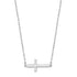 Sterling Silver Sideways Cross Necklace – Minimalist Horizontal Cross Necklace for Everyday Wear