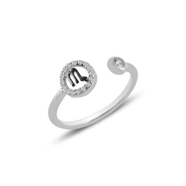 Scorpio Zodiac CZ Sterling Silver Adjustable Ring