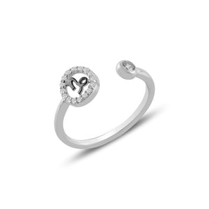 Capricorn Zodiac CZ Sterling Silver Adjustable Ring
