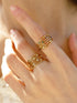 Adjustable Gold Stainless Steel Hip Hop CZ Ring – Stackable Statement Band with Clear or Multi-Color Stones for Women