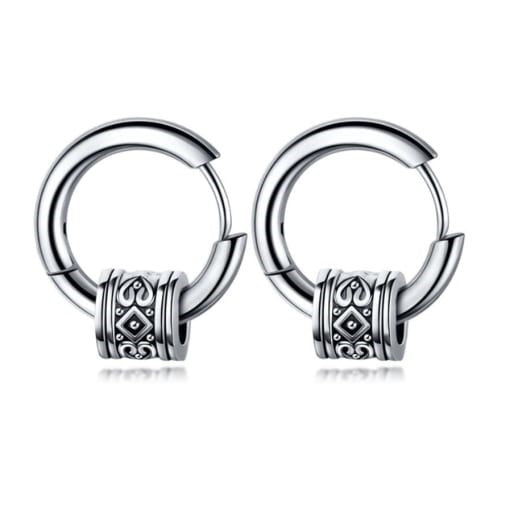 Antique Cylinder Titanium Huggie Earrings