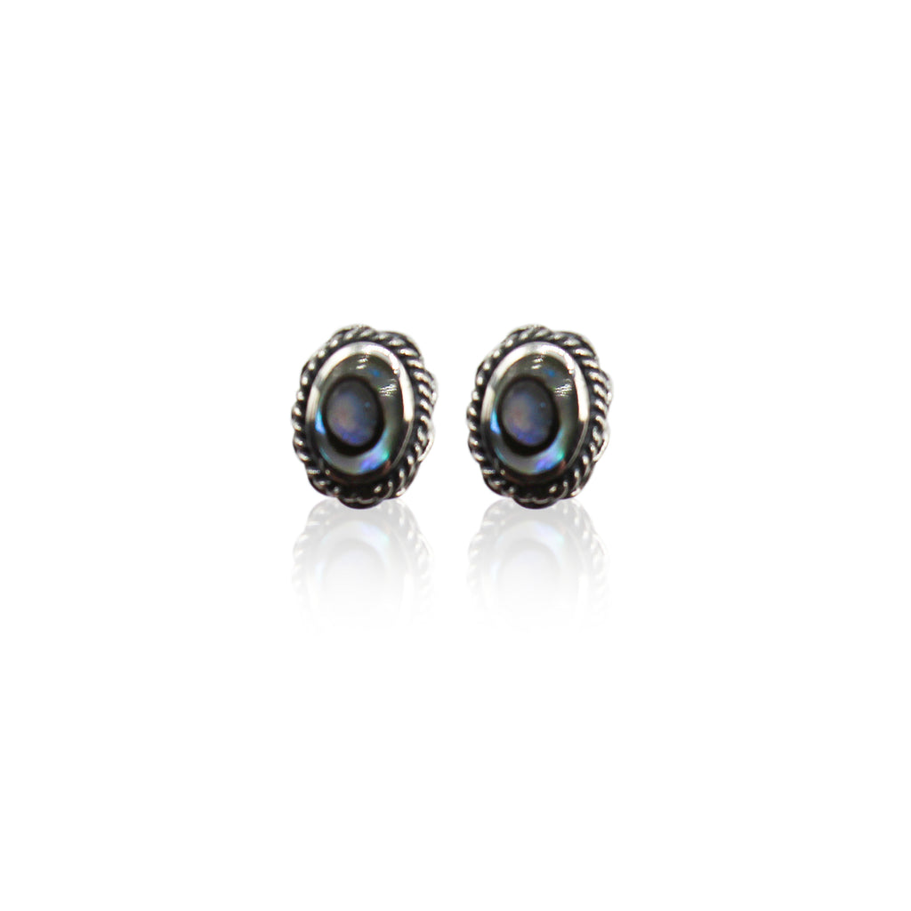 Oval Antique Sterling Silver Stud Earrings