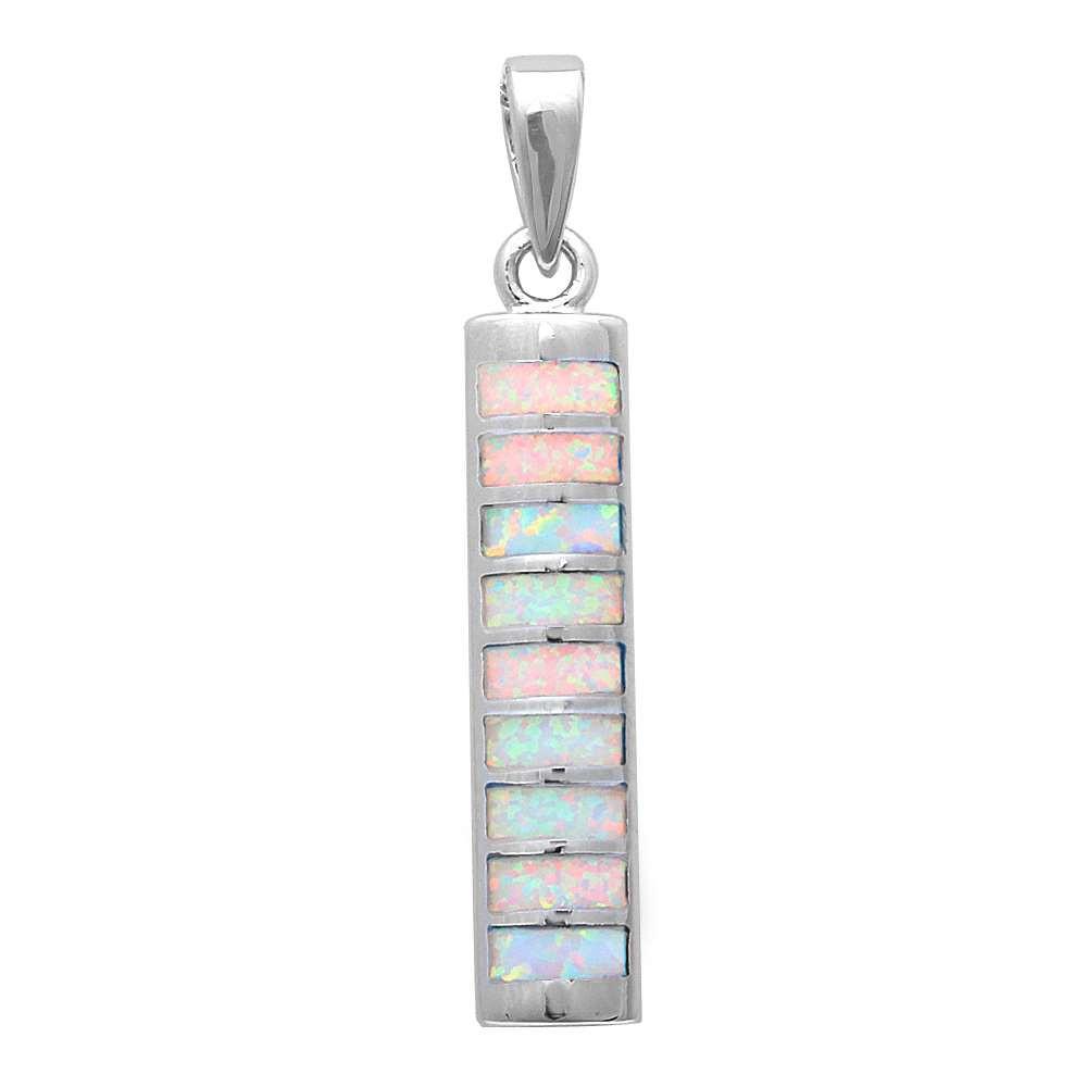 Opal Vertical Bar Sterling Silver Necklace