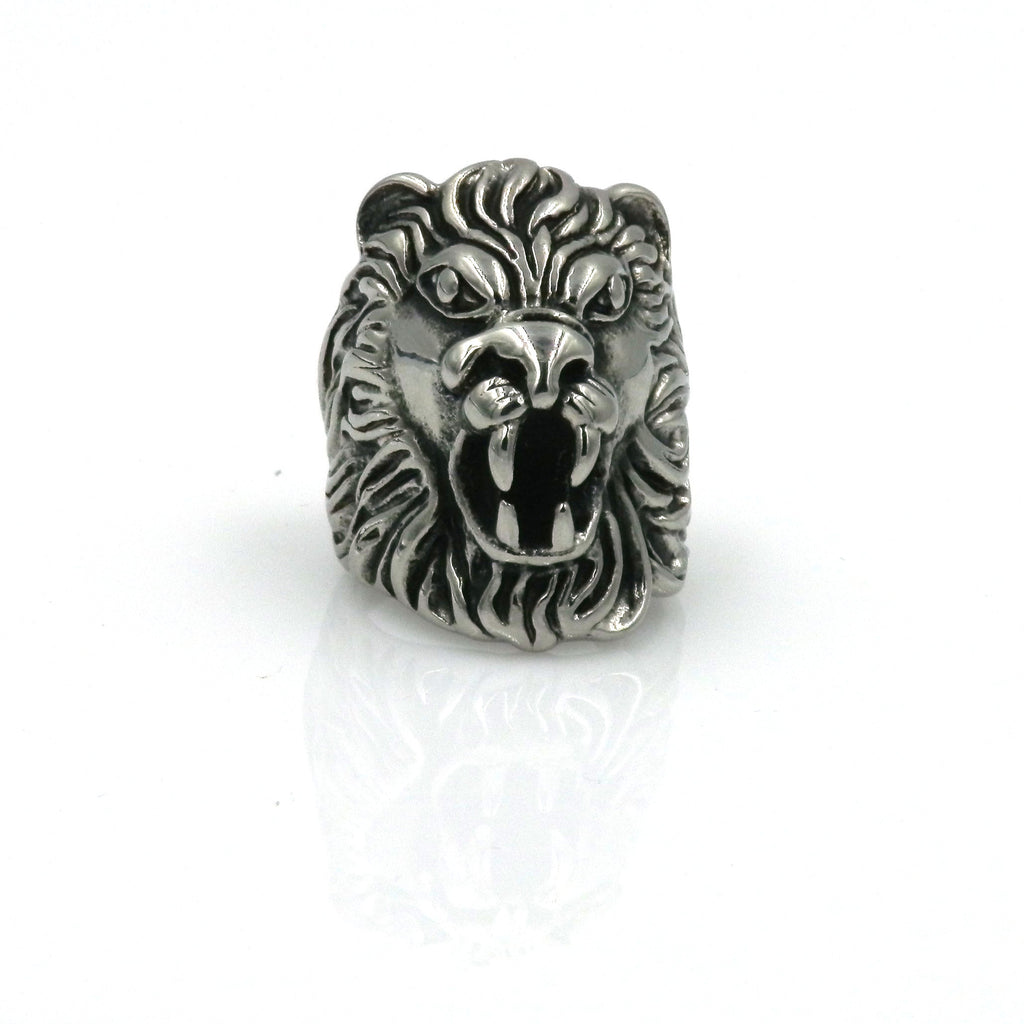 Stainless Steel Black Gun Lion Roar Ring