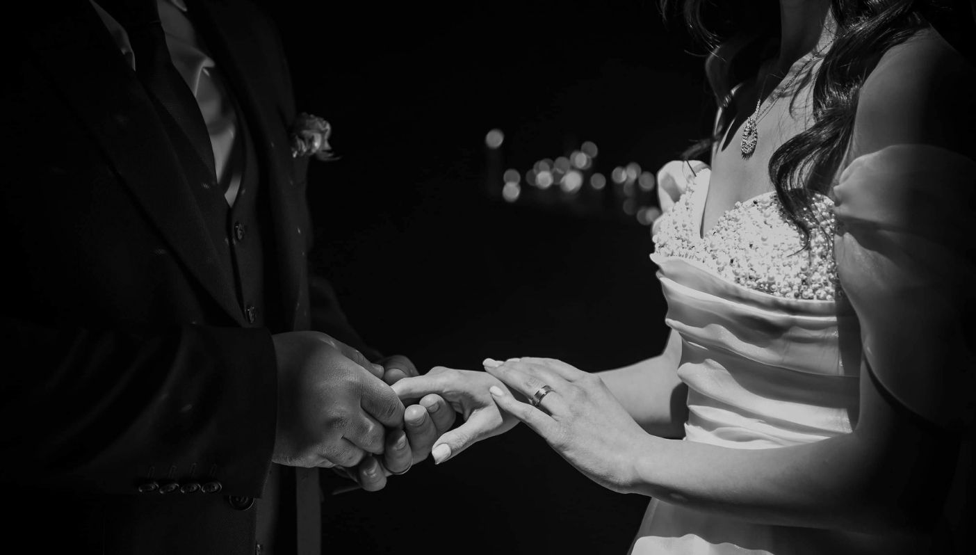 silver rings & steel cuffs for bride groom