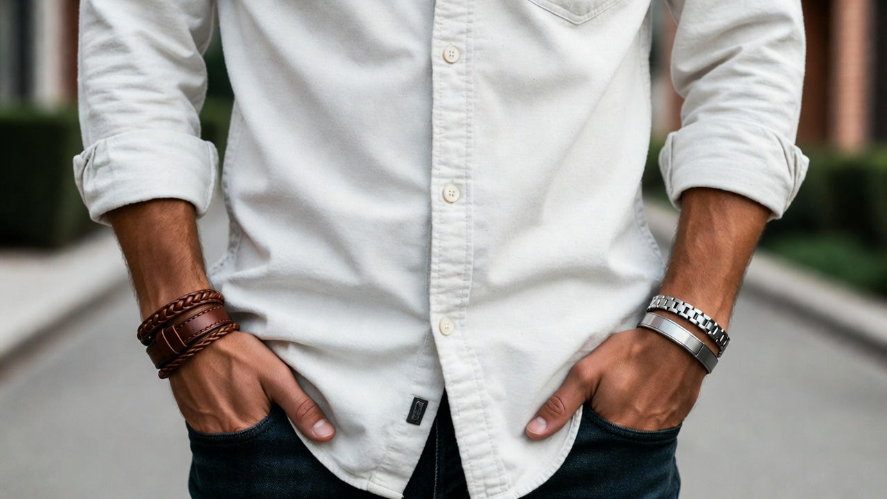 Leather or Stainless Steel Bracelets for Men
