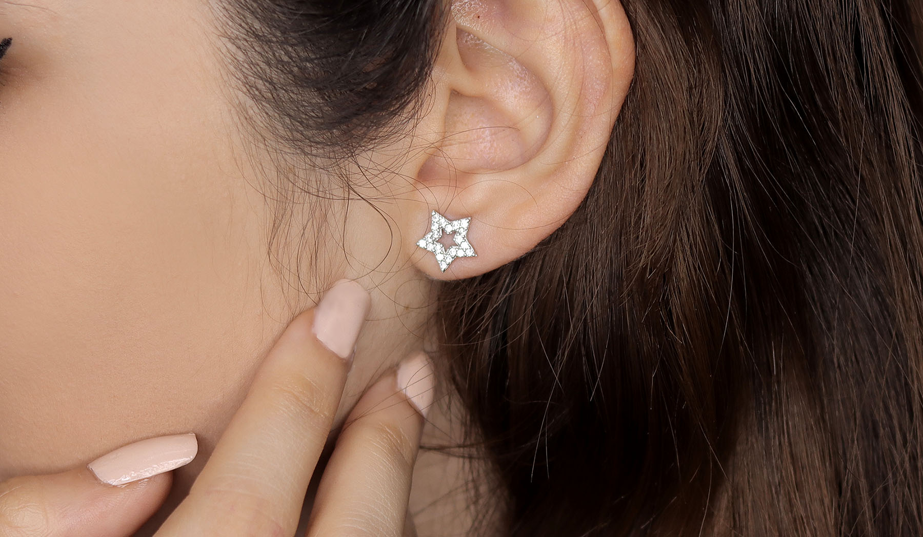 Pave CZ Star Sterling Silver Studs