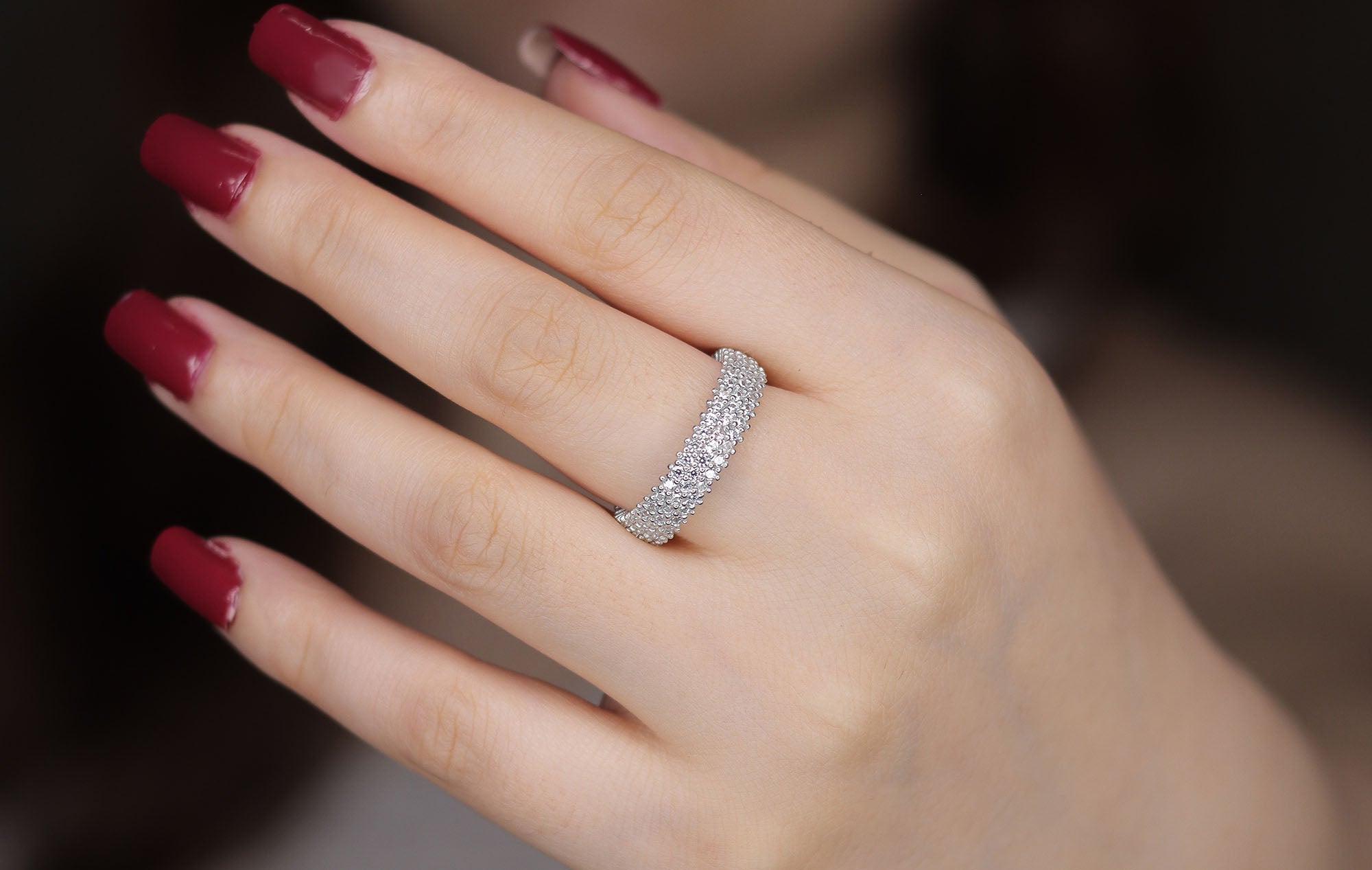 Sterling Silver 925 Eternity Wedding Band Ring
