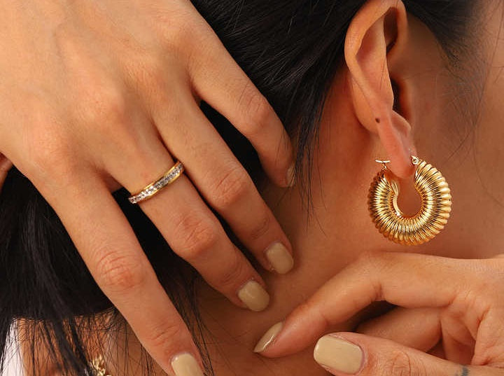 Gold Plated Stainless Steel Chunky Hoop Earrings