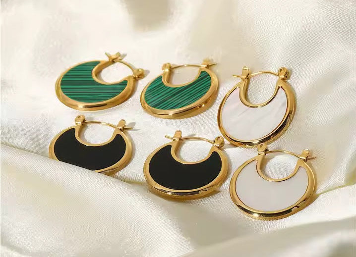 Crescent Moon Stainless Steel Dangle Earrings