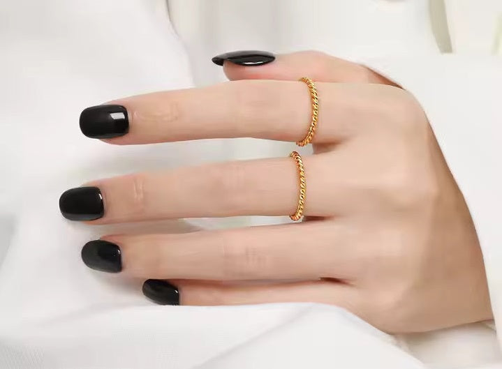 Stackable Twisted Rope Stainless Steel Ring