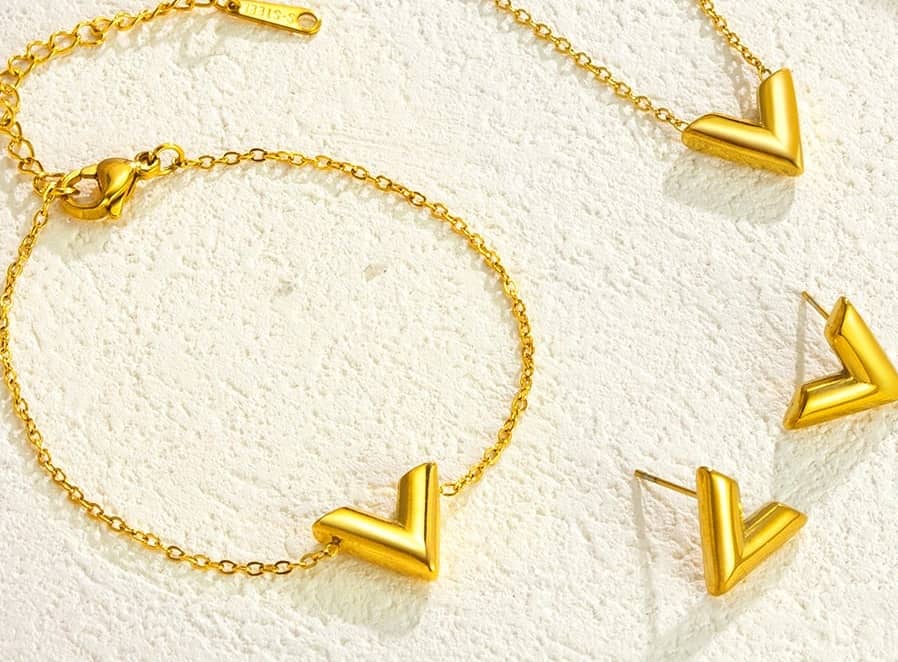 Minimalist Gold Plated Titanium Steel Jewelry Set