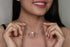 Pave CZ Heart And Heartbeat Necklace Rose Gold Yellow Gold Rhodium