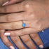 Round Fire Opal/Larimar Crown Beaded Sterling Silver Ring