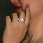 Round CZ Halo Eternity Sterling Silver Ring