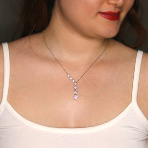 Pave CZ Falling Star Sterling Silver Necklace